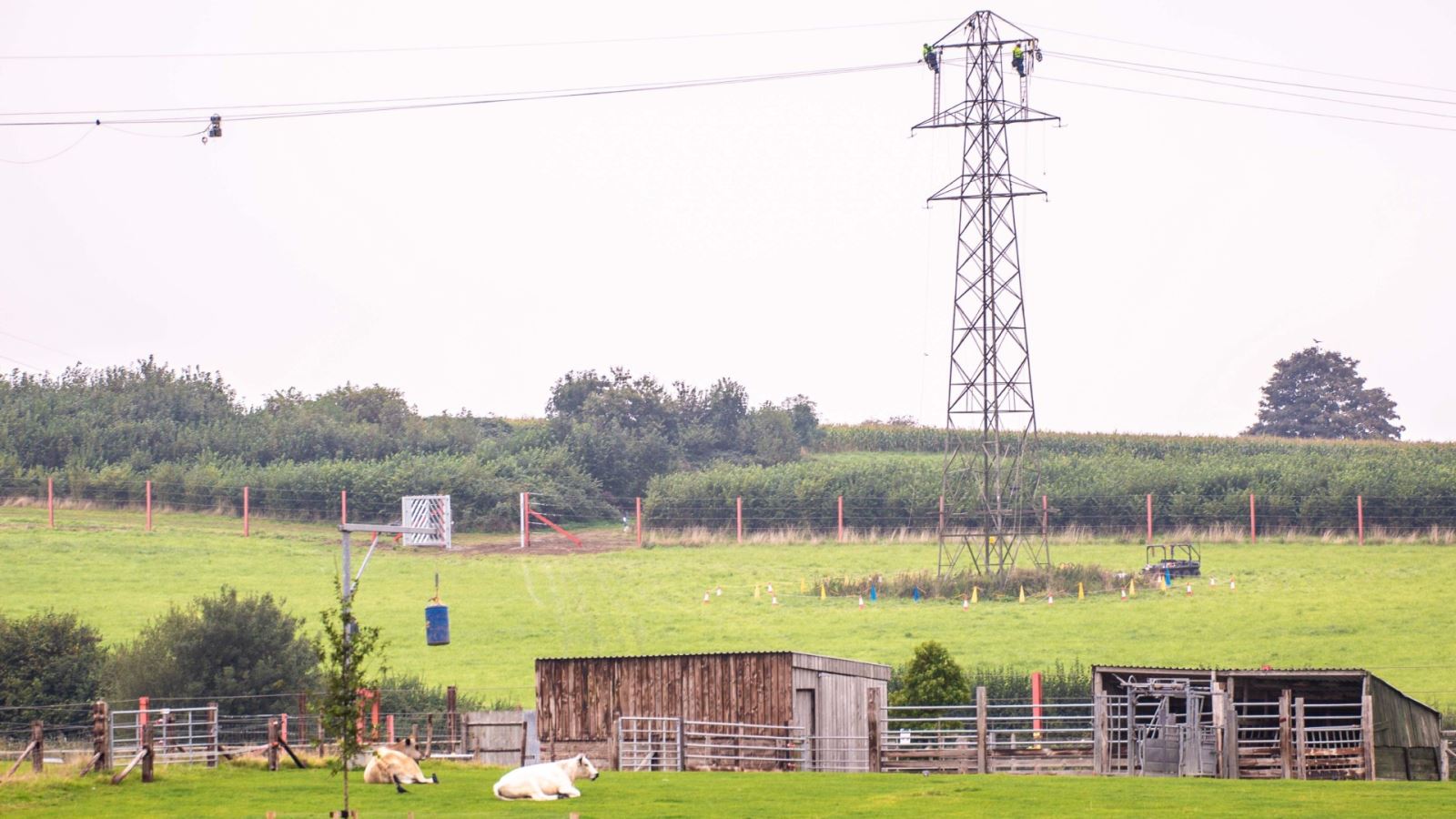 Pylon conductors being dismantled by Balfour Beatty CREDIT Doug Evans